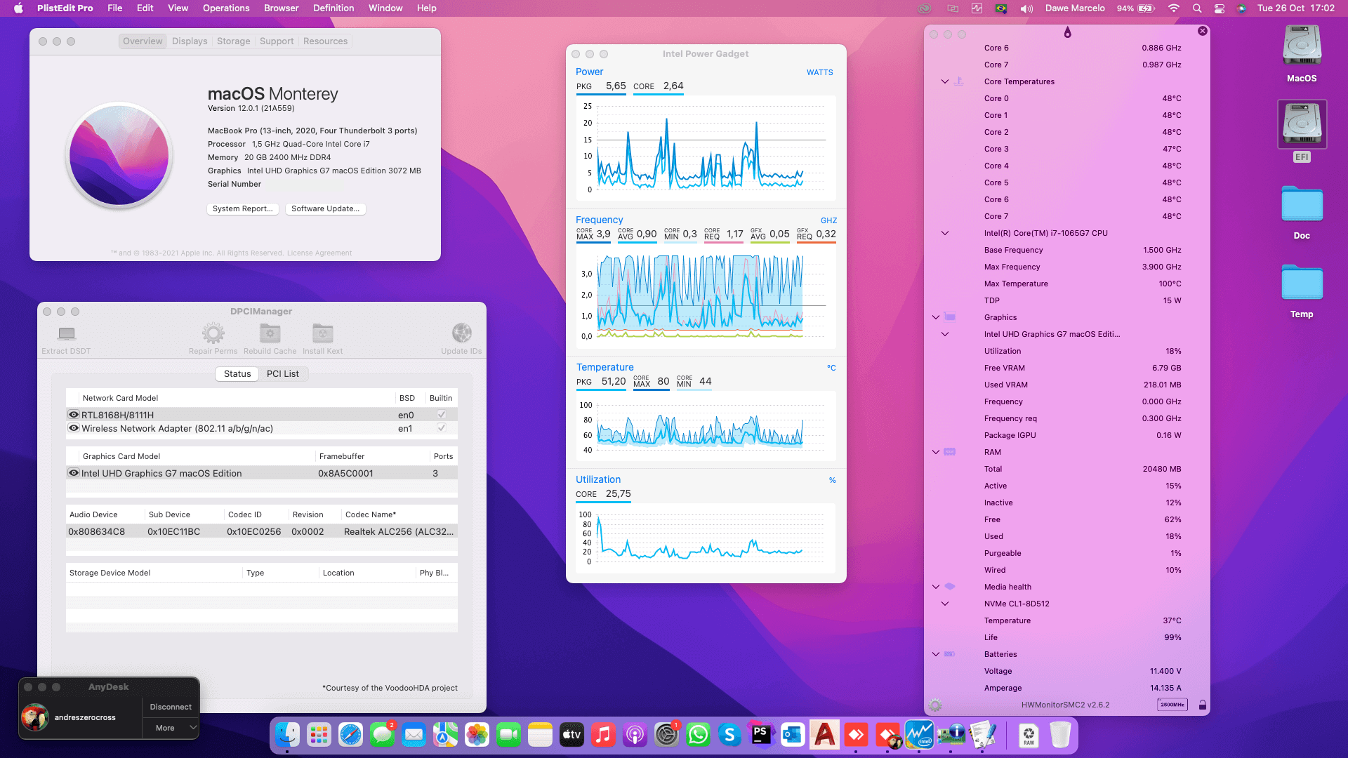 Success Hackintosh macOS Monterey 12.0.1 Build 21A559 in Vaio FE15 VJFE53F11X-B1111S